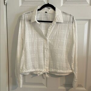 Young Fabulous & Broke Bone Knob Hill Top Sz Medium White on White Plaid